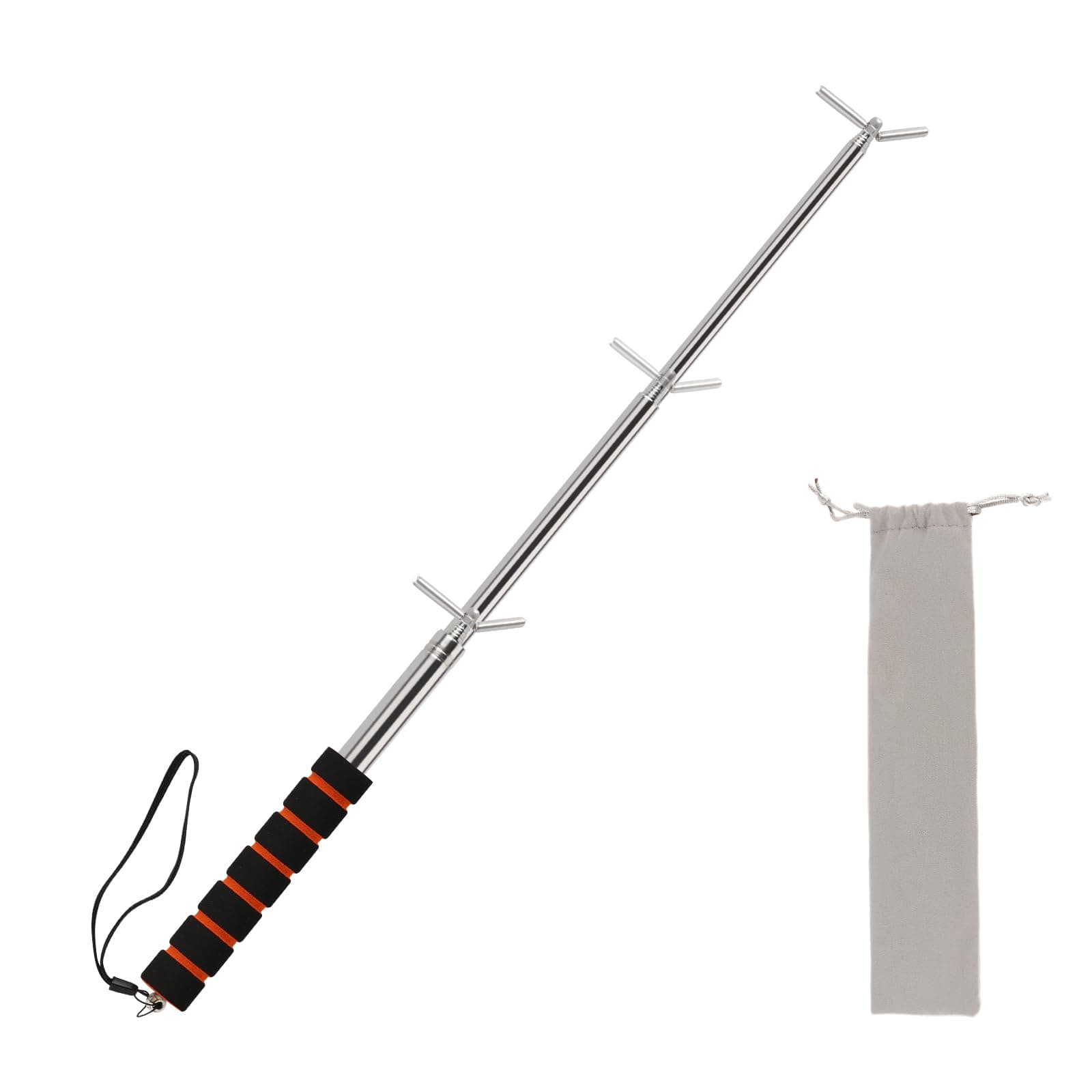 Telescopic Safety Pole - Smoke Detector and Emergency Exit Light extendable Pole Tester - Extendable Pole Inspector - Ensuring Safe and Efficient Testing of Life Safety Products, silver