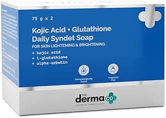 Kojic Acid + Glutathione Daily Syndet Soap with L-Glutathione & Alpha Arbutin | Reduces Dark Spots, Pigmentation & Blemishes | Brightens Skin | For Men & Women | 75 g x 2