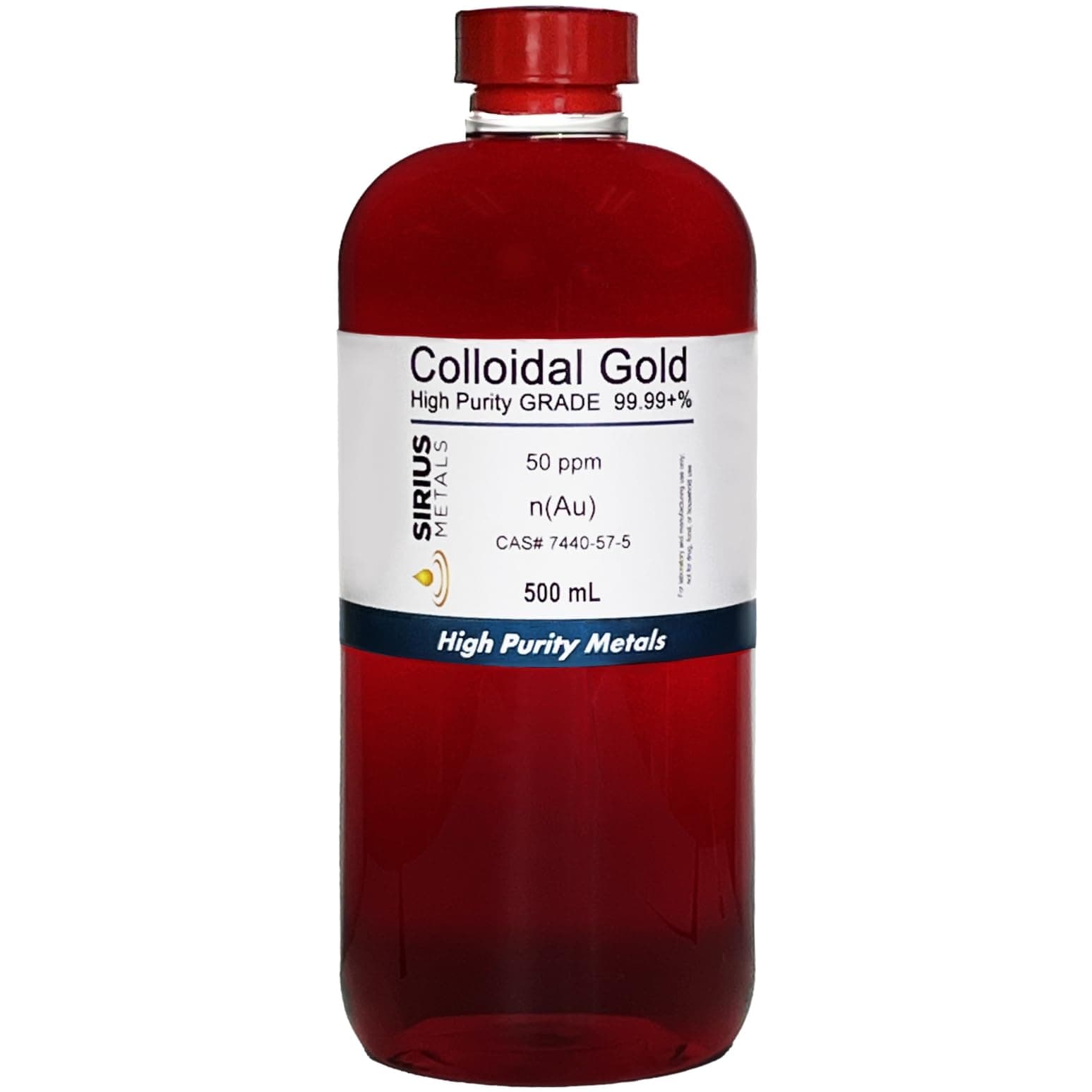 True Colloidal Gold – 50 ppm - 99.99+% Purity - 500 mL (16.9 Fl Oz) in Clear BPA-Free Plastic Bottle - Made in USA
