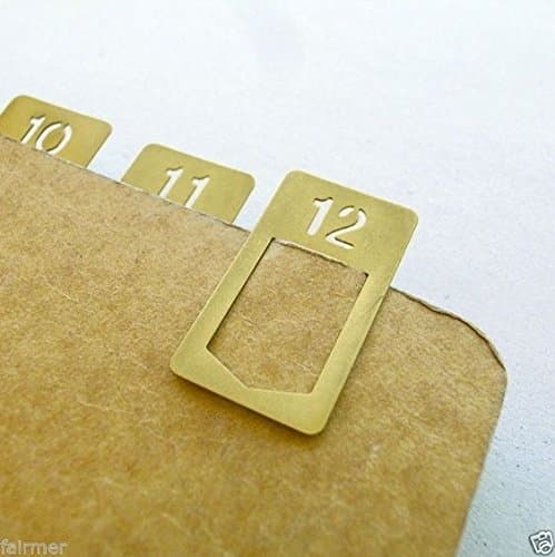Brass Number Bookmarks/Clips for Journal Note Book Paper (12 PCS)