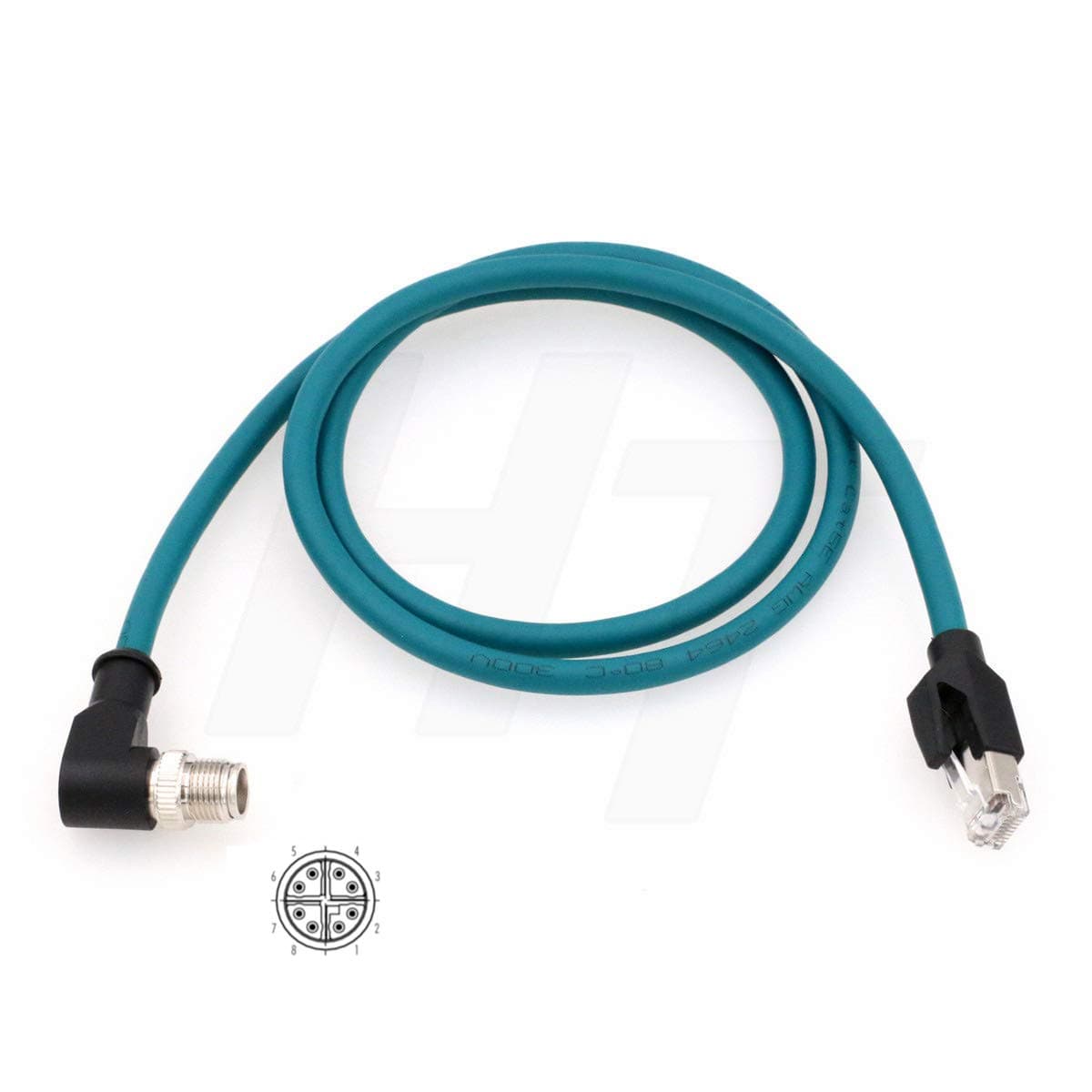 HangTon M12 Ethernet 8 Pin X Coded to RJ45 Cable for Cognex Industrial Camera Sensor (8m)