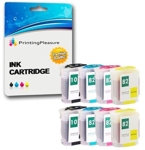 8 (2 SETS) Compatible Ink Cartridges Replacement for 10/82 XL for DesignJet 500 500+ 500ps 500ps+ 800 800ps 815mfp 820mfp cc800ps - Black/Cyan/Magenta/Yellow, High Capacity