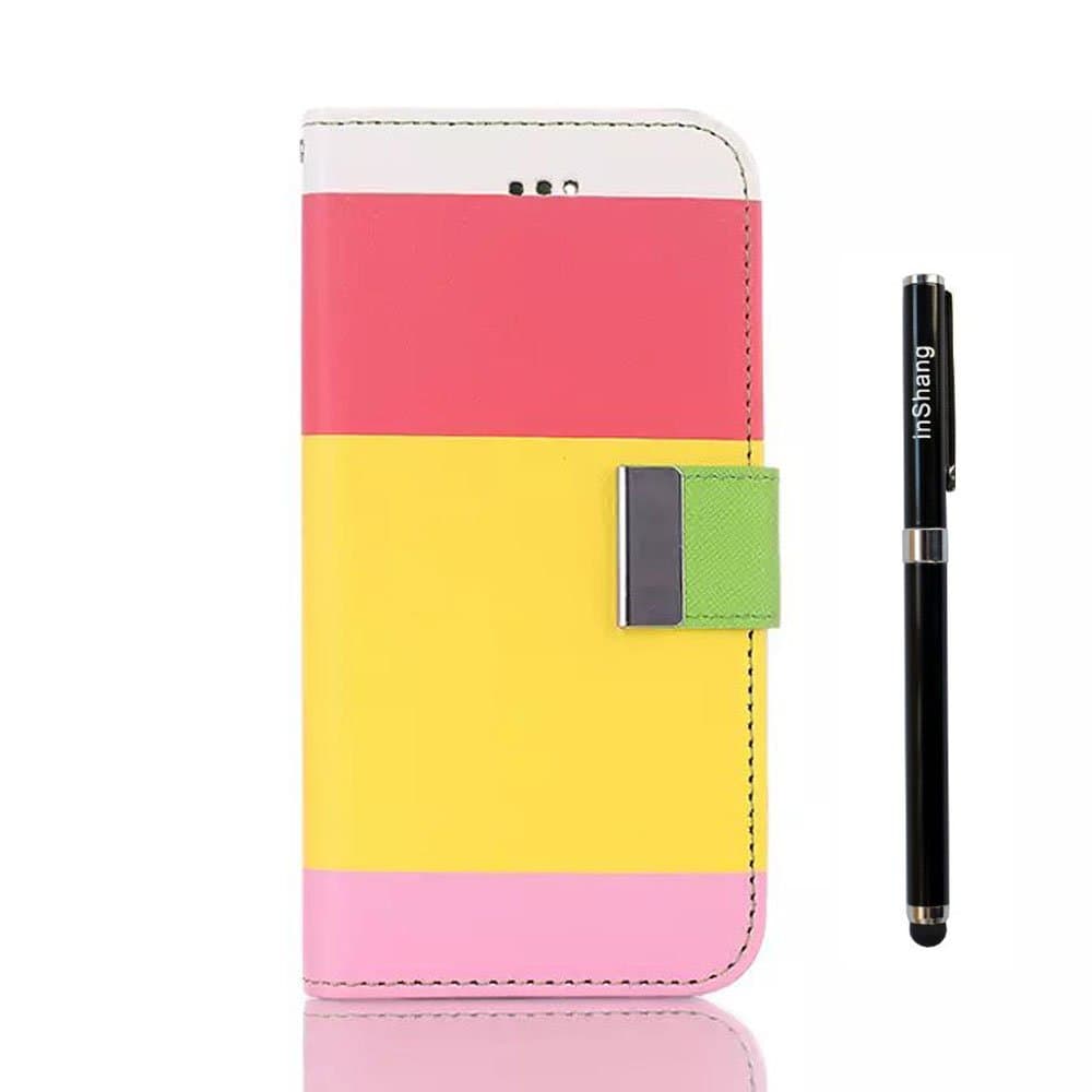 inShang Colorful Rainbow case iPhone6 Plus 5.5 inch iPhone 6 Apple 5.5" mobile phone Pouch Stand Cover,With Useful Wallet Design + 1pc High end class business stylus Pen