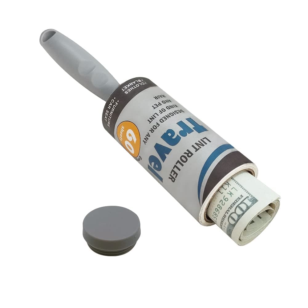Keep Your Secret- Lint Roller for Diversion Safe-Hidden Compartment for Keys, Cash and Valuables(Grey)