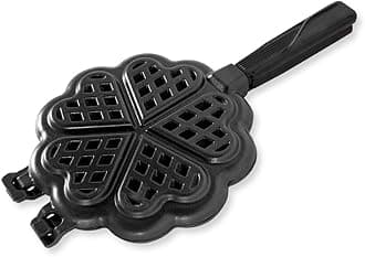 Nordic Ware 01705 Sweetheart Waffler, Cast-Aluminium Pan, Heart Shaped, Mini Waffle Maker, Black
