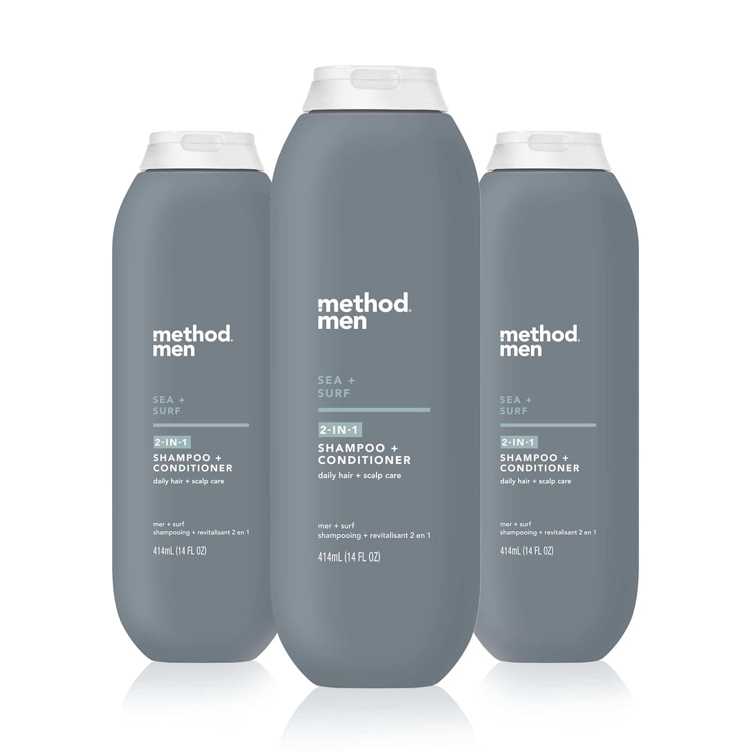 Method Men 2-in-1 Shampoo + Conditioner, Sea + Surf, 14 Ounces (Pack of 3)