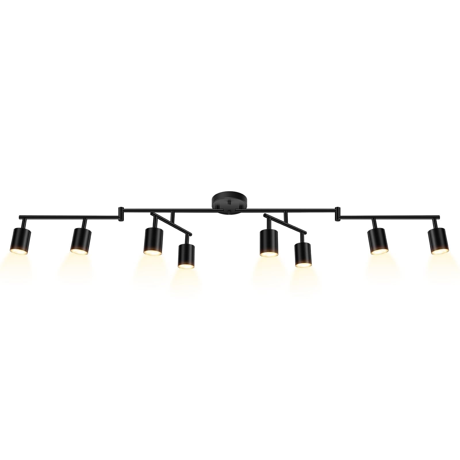 BoostArea LED 8 Light Track Lighting Kit, Black 8 Way Ceiling Spot Lighting, Flexibly Rotatable Light Head for Kitchen, Living Room, Bedroom, GU10 Bulb Not Included