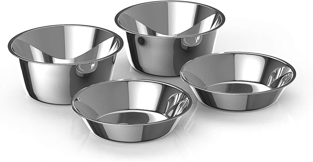 Replacement Bowl Set for Small 4" Tall Elevated Dog and Cat Pet Feeder, Comes with Four Stainless Steel Bowls.
