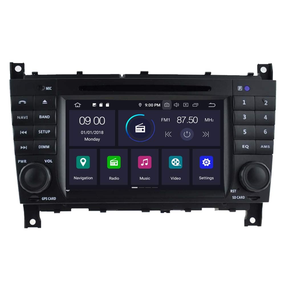 RoverOne Android 8.0 Octa Core in Dash Car DVD GPS Navigation System for Mercedes-Benz C-Class W203 C200 C180 CLK W209 Class 2004-2009 with Stereo Radio Bluetooth PhoneLink Touch Screen