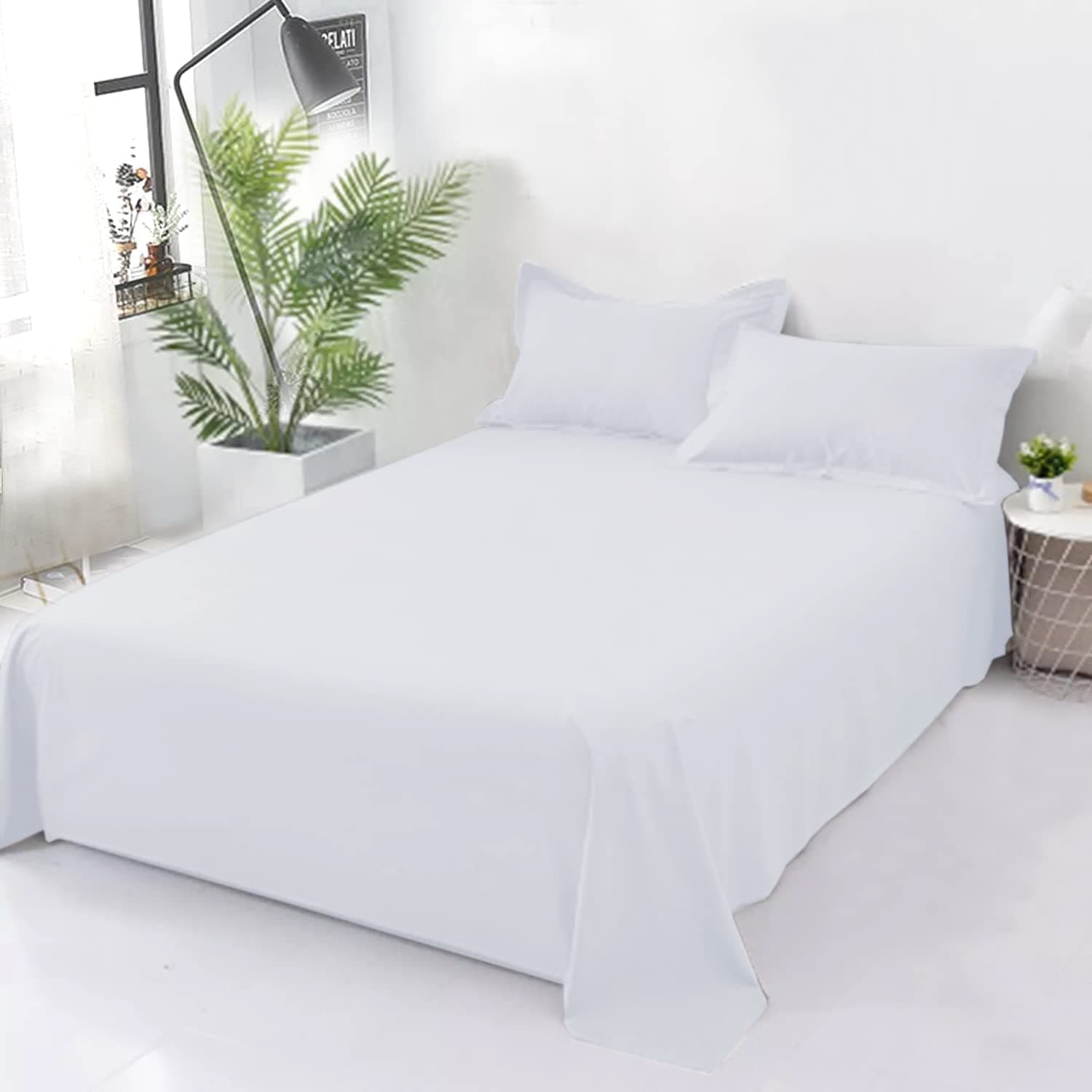 100% Egyptian Cotton 400 Thread Count Flat Sheet, White, King
