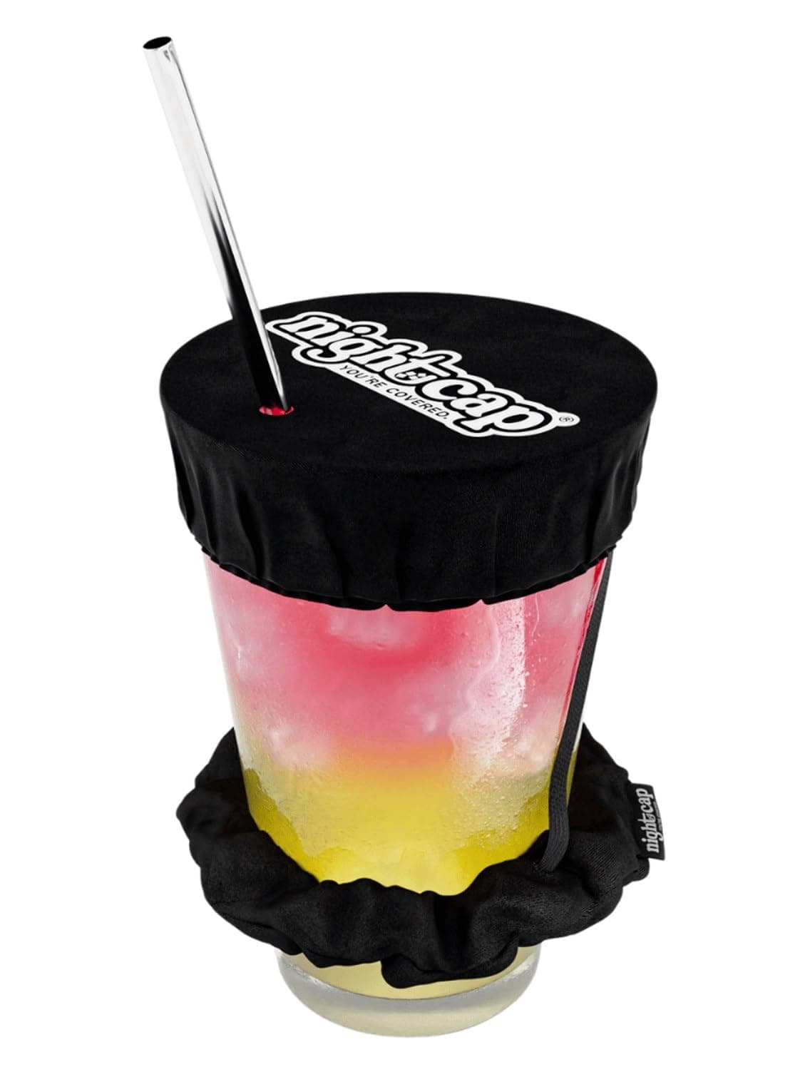 NightCap - Original Drink Cover Scrunchie, As Seen on Shark Tank - Anti-Spike Drink Protector for Women - Reusable Drink Cover Scrunchie - Fits Most Cups & Glasses, Washable - Black