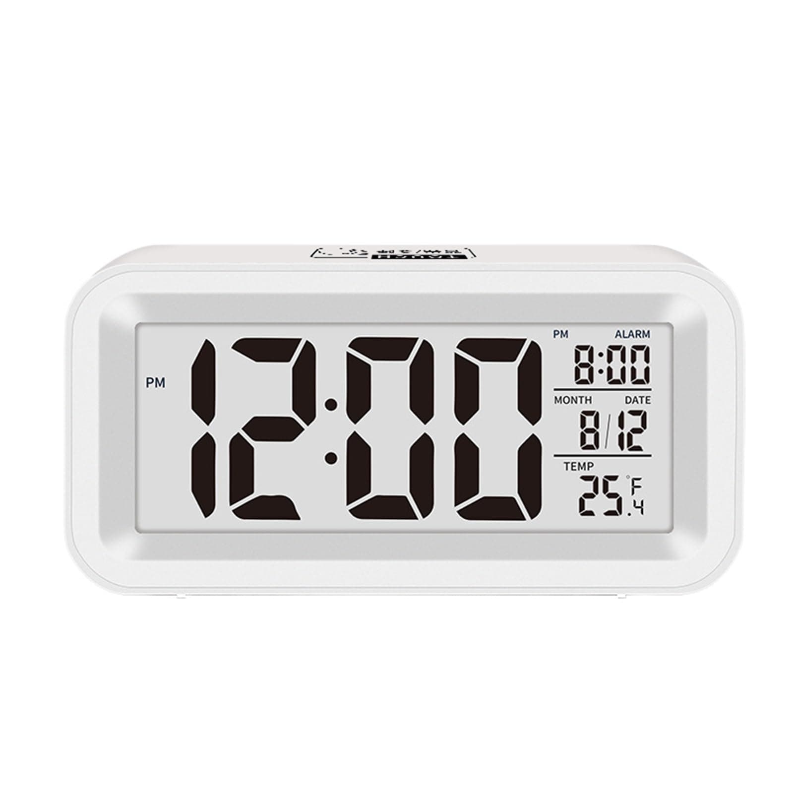 Desktop Alarm Clock Large Screen High Precision Backlight Design Compact Size Date Display Temperature Monitoring ABS 3-in-1