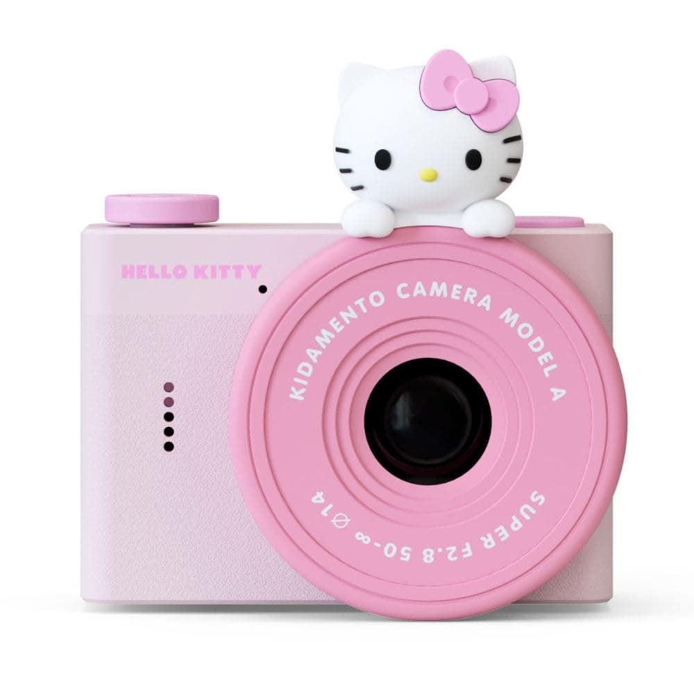 kiimento Mini Kids Digital Camera & Video Camcorder for Ages 3–5 with Selfie Lens, 32GB Memory Card, Adjustable Soft Strap Lanyard, Scavenger Hunt Momento Book – Model A (Hello Kitty)