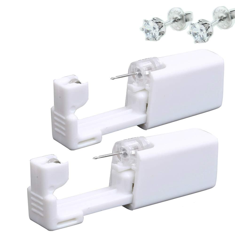 Ear Piercing Kit, 2 Pack Disposable Piercing Tool with Alcohol Pad and Earrings (5mm Crystal)