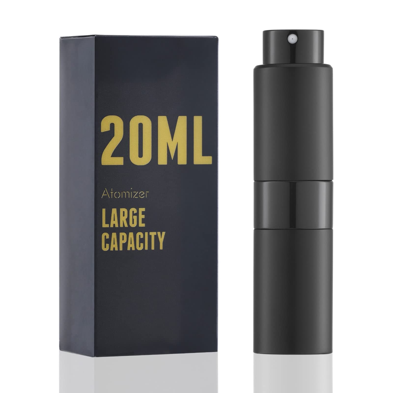 Perfume Travel Refillable Atomizer Bottle: Cologne Spray Mini for Refill - Empty Fragrance Sprayer for Men - Large Size 20ML Black