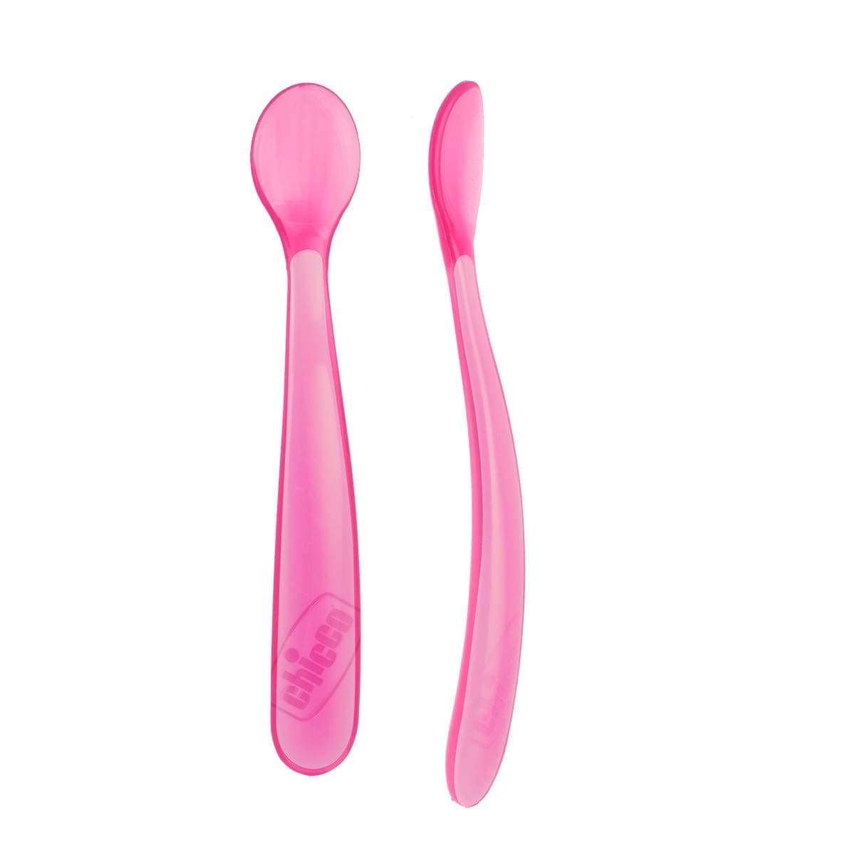 Chicco Soft Silicone Spoon - 2 Pieces, Pink (6m+)