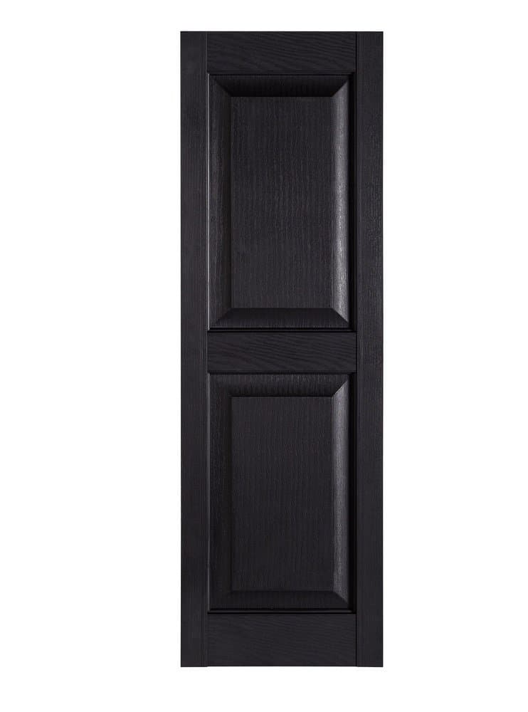Premier Raised Panel Exterior Decorative Shutter, 15" x 47", Black