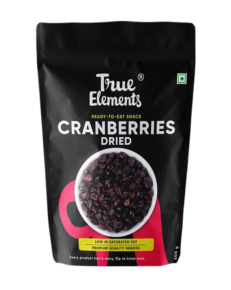 True Elements Cranberries Dried 500g - Dried Berries for Baking | Dry Fruits Snacks | 100% Clean with no Preservatives | High in Antioxidants