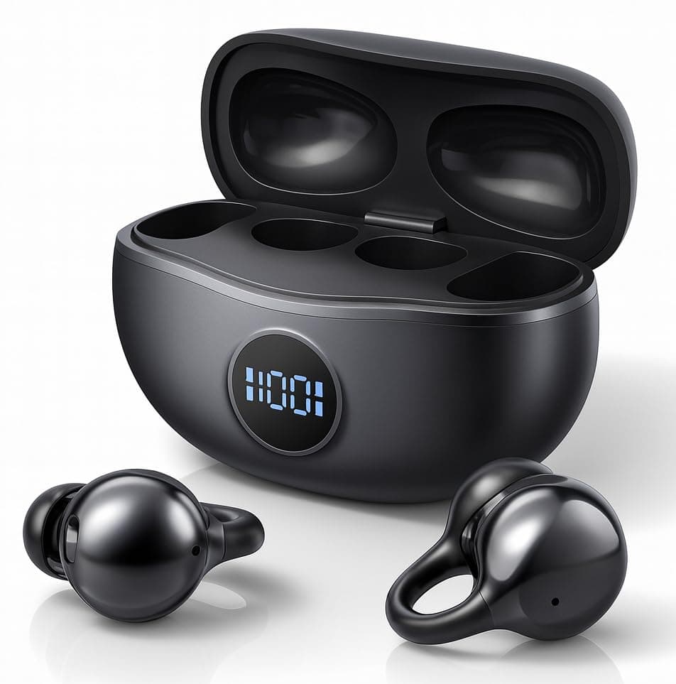 S88 Open Ear Clip-On Earbuds with Battery Indicator Display OWS Wireless Earphones | Situational Awareness | 40 Hrs Playback | Bluetooth V5.4 | ENC Mic for Calls | 40Ms Low Latency Gam (Black)