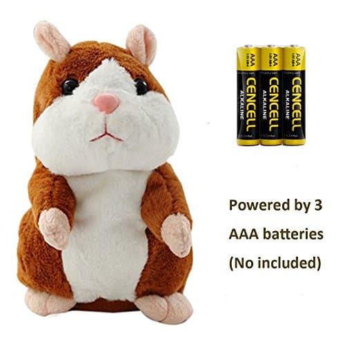Talking Hamster Repeats What You Say Plush Interactive Toy, Talking Record Mimics Plush Animal Toy Electronic Pet Buddy Hamster Gift for Kids Children Christmas (Brown, Talking Hamster)