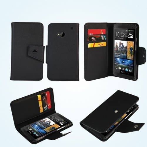 AceAbove HTC One M7 Case Wallet [Black] Protective & Stand Case for HTC One M7