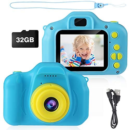 Kids Camera, AIMASON Digital Video Camera Gift for Age 3 4 5 6 7 8 9 10 Year Old Boys, Mini Rechargeable and Shockproof Camera Creative DIY Camcorder for Little Boy with 32GB SD Card (Blue) (Blue 3)