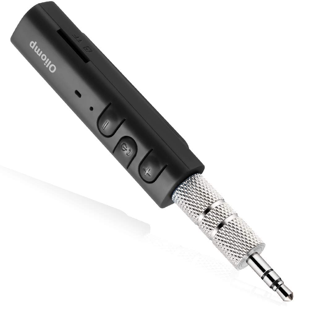 Bluetooth Receiver,Oliomp Bluetooth Car Aux Adapter Receiver with TF Card Slot,Portable Hands-Free 3.5mm Headphone Jack Bluetooth Adapter for Home Audio Music Car Stereo System (Black)
