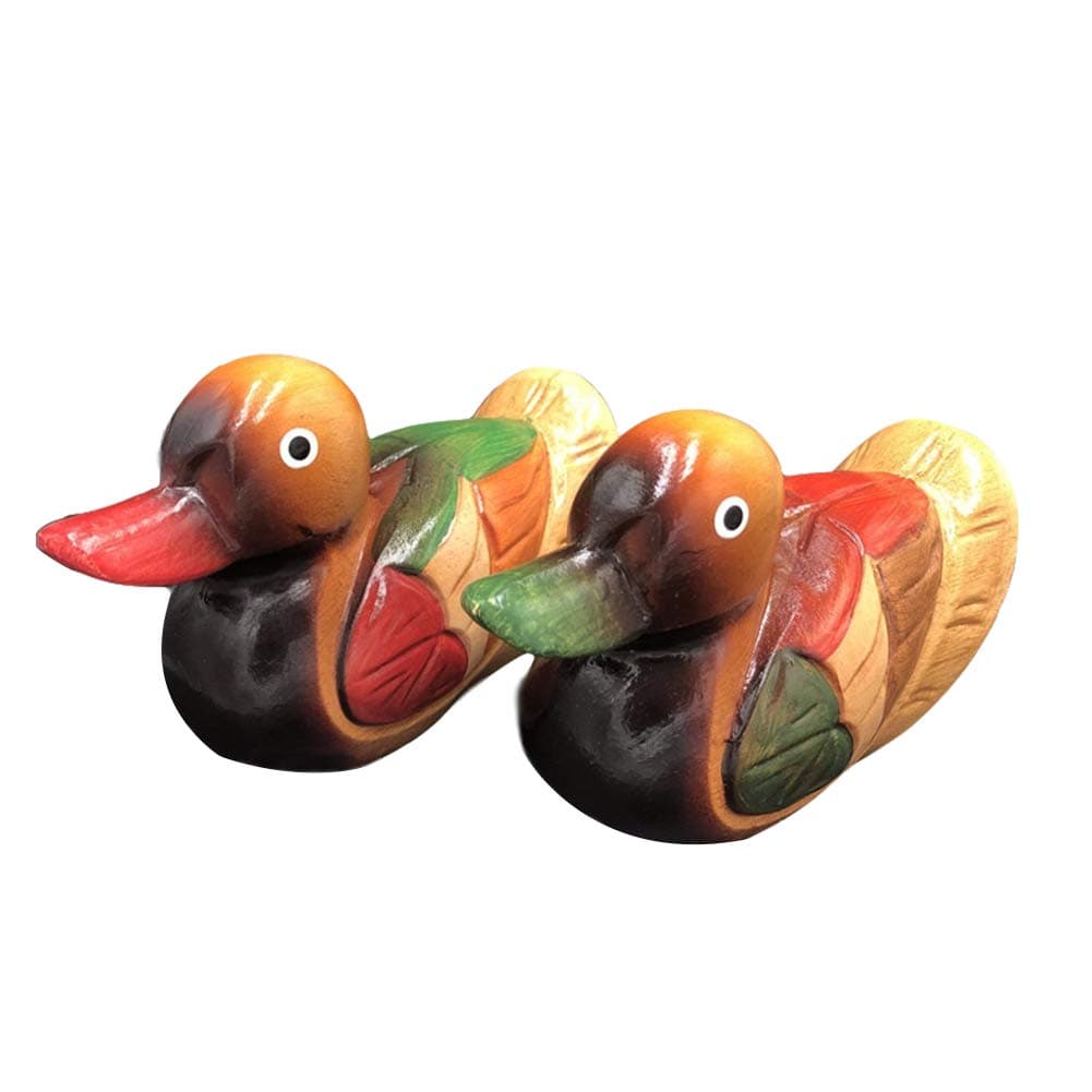 Wooden Mandarin Duck Model Decor 2Pcs Handmade Wedding Gift Bedside Ornament Creative Mandarin Duck Figurine