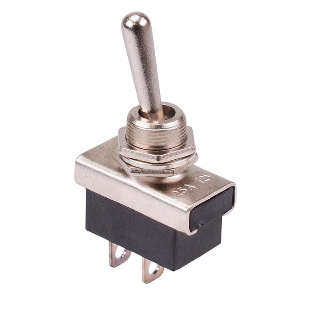 Off-(On) Momentary Toggle Switch SPST 12mm Panel Cut Out Quick Connect Terminals 12VDC 25A Car Auto Dash Electronics