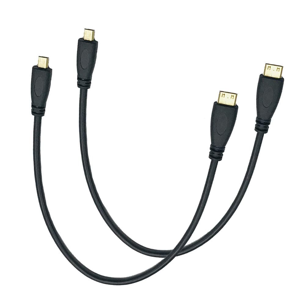 Seadream 2Pack 1Feet Micro HDMI Type D Male to Mini HDMI Type C Male Connector Adapter Cable Cord (1Feet 2Pack)