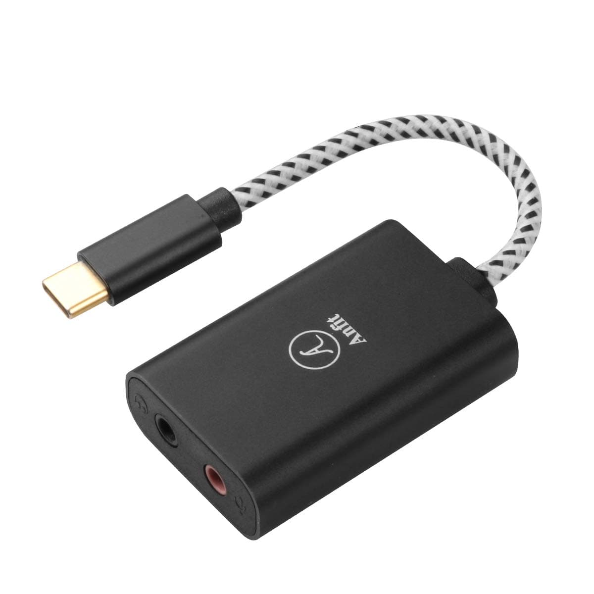 USB C Audio Adapter, Anfit Type C External Stereo Sound Card with 3.5mm Headphone and Microphone Jack for Mac, Windows, Linux, Chrome OS, Black