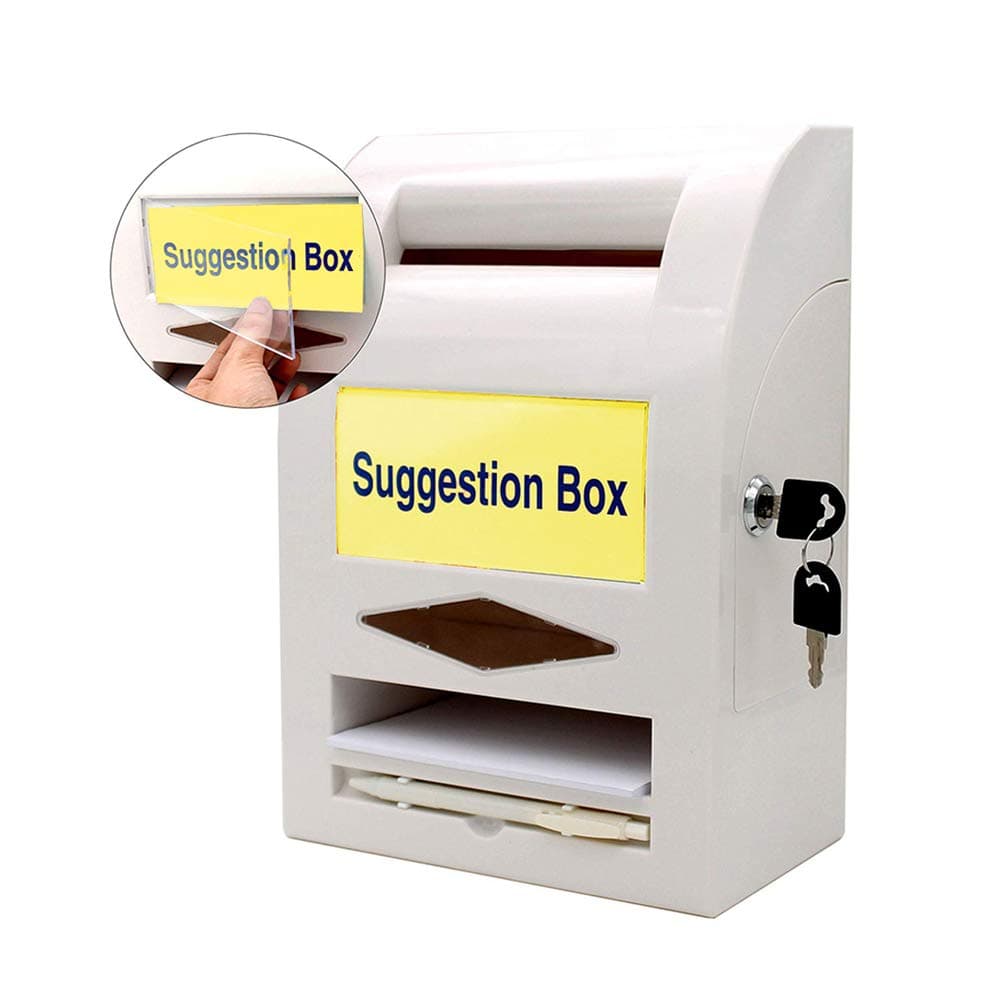 Locking Suggestion Box with Pen for Wall or Countertop, 6 Tag Options