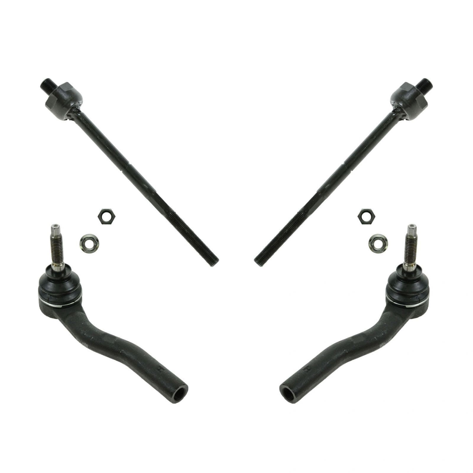 TRQ Inner and Outer Driver and Passenger Side Tie Rod Set 4 Piece Compatible with 2003-2007 Cadillac CTS
