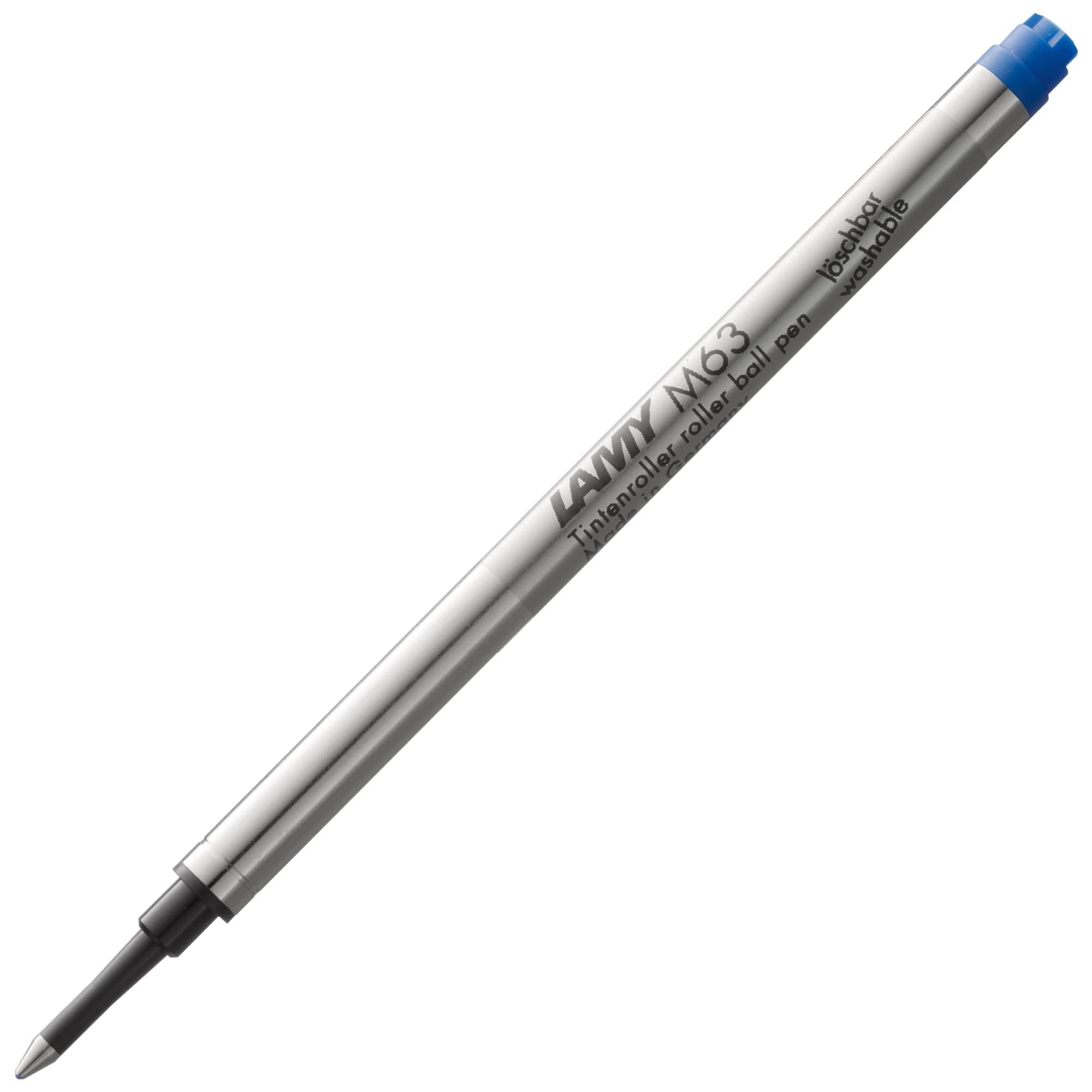 M63 large-capacity metal rollerball refills - Original replacement refills for all rollerball pens with cap - Document-proof - Medium line width in blue ink
