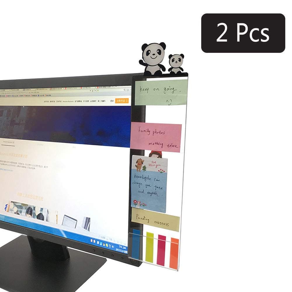 Goblin's Treasures Excelity Concise Monitor Message Board/Computer Monitors Side Panel/Notes Memo Board Message for Monitors,1Set (Left & Right) (Panda)