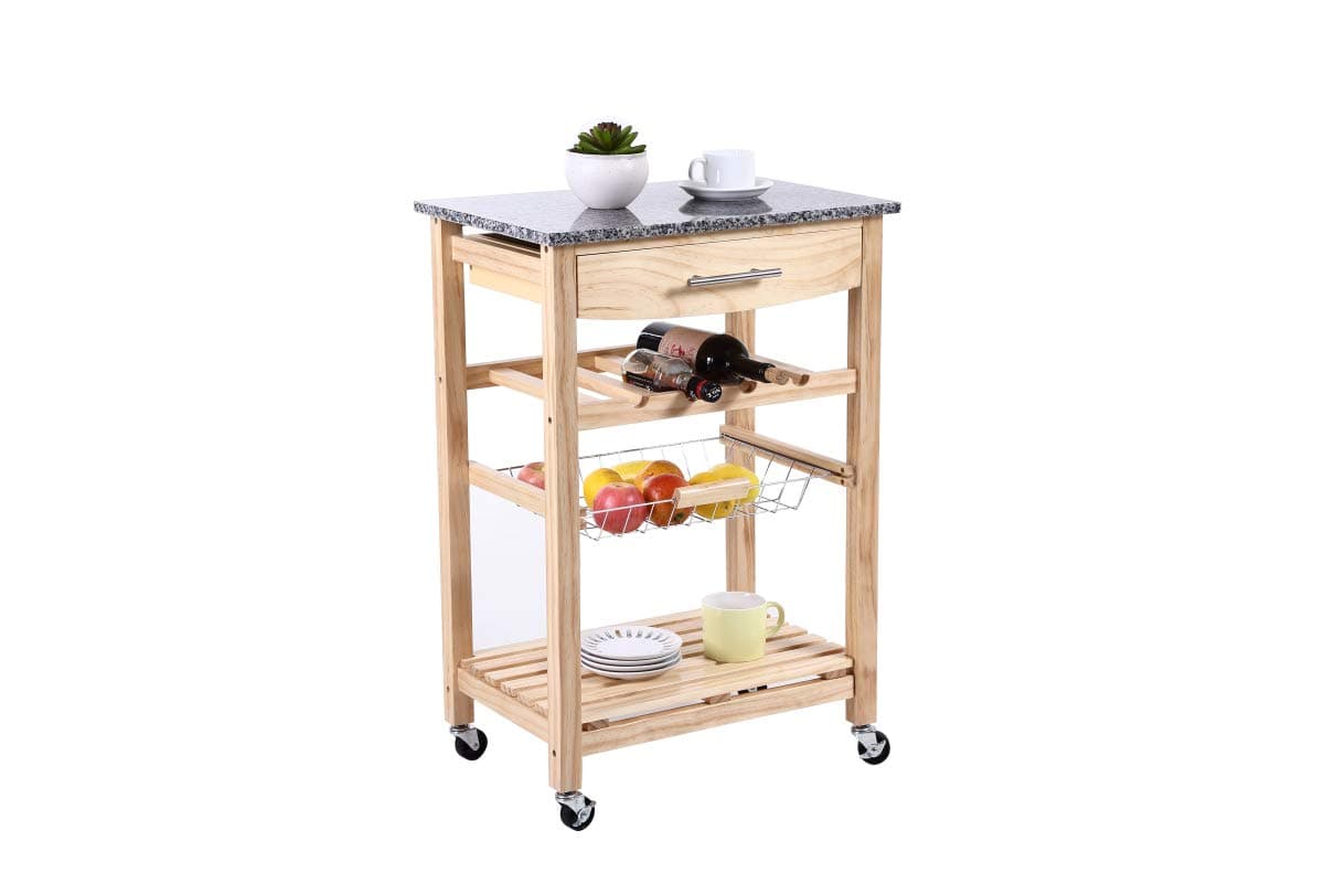 Phoenix Home Granite Top Kitchen Island, Nature