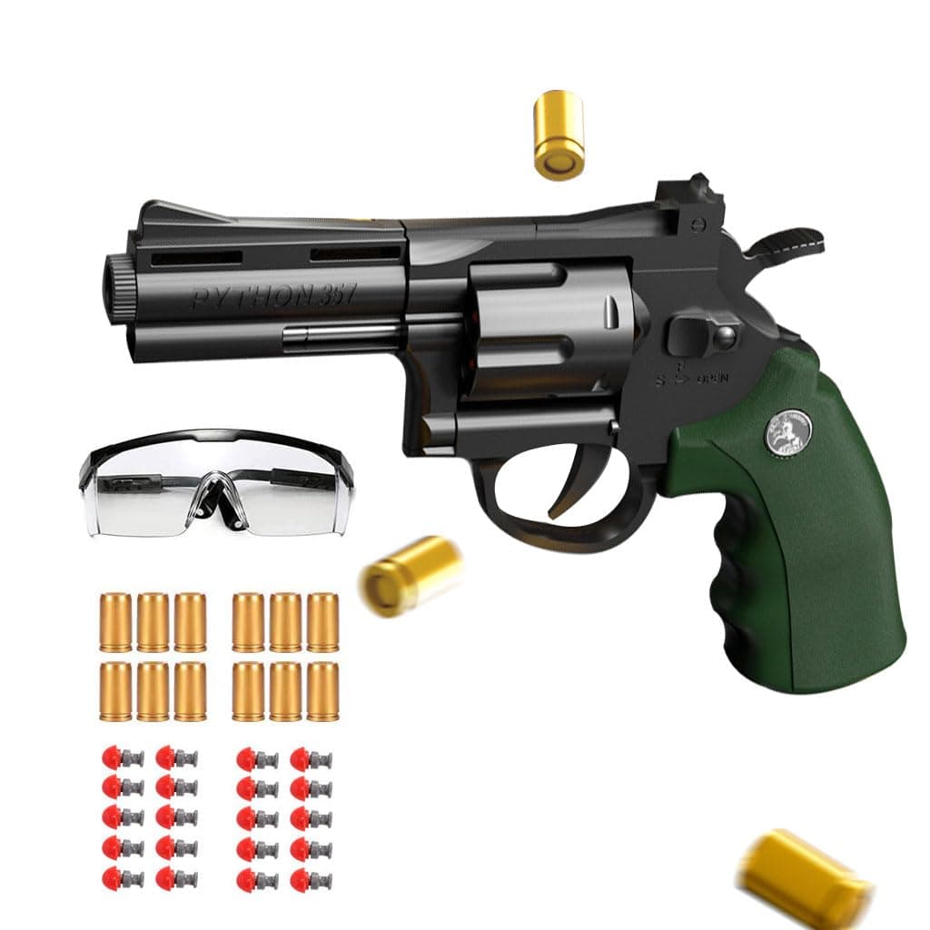 Moonmen Foam Blaster Sets, EVA Safety Shell Ejecting Blaster with Magazine, Birthday Gift Toy for Children (Auto Trigger - Revolver Green)