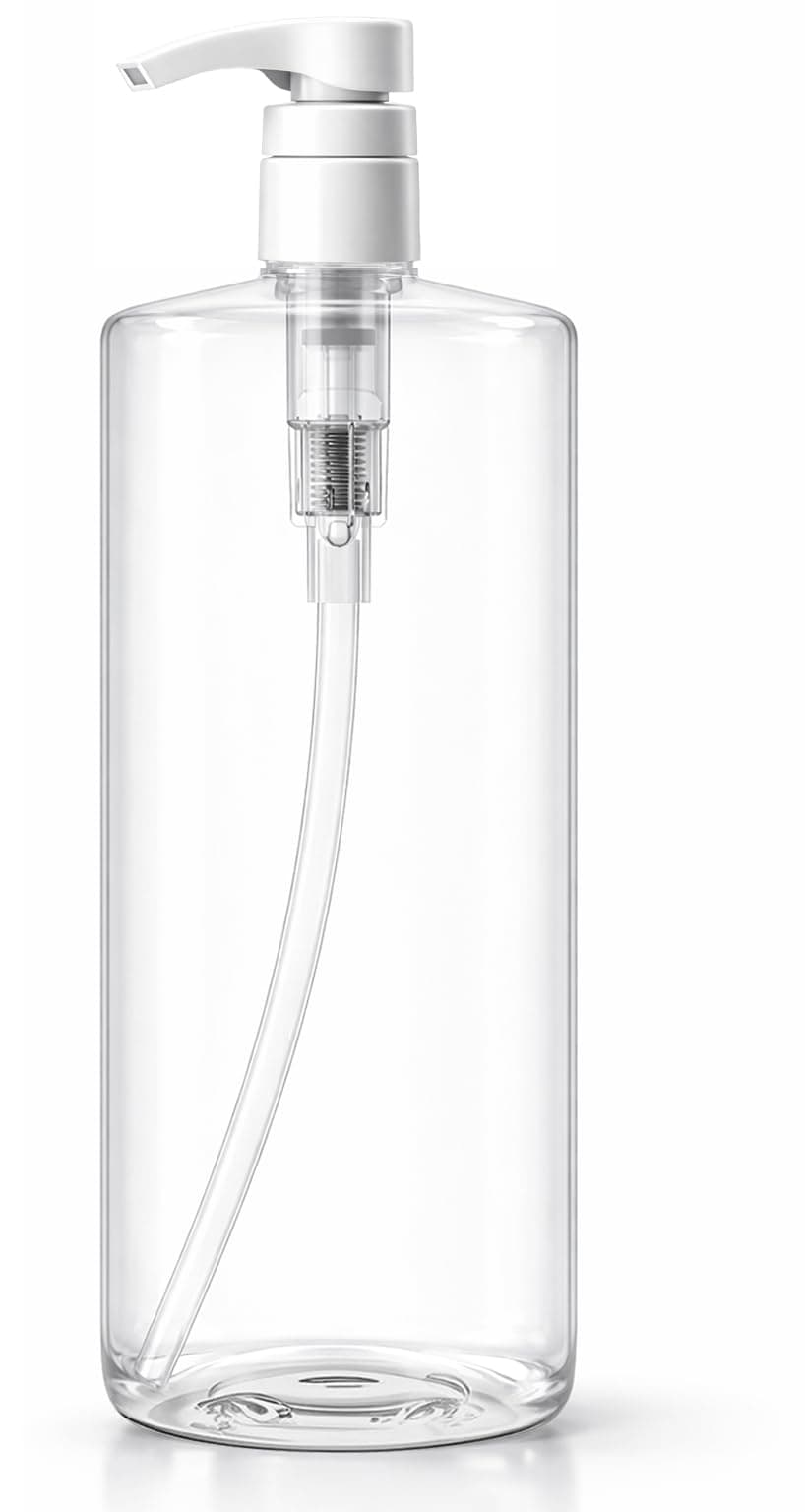 Pump Bottle 32-Ounce 1-Liter Empty for Shampoo Conditioner Body Wash Lotion BPA-Free Crystal-Clear (Pack of 1)