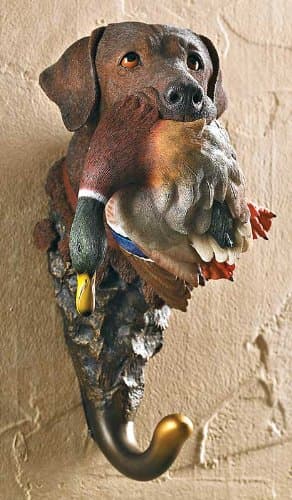 Chocolate Lab With Mallard Wall Hook