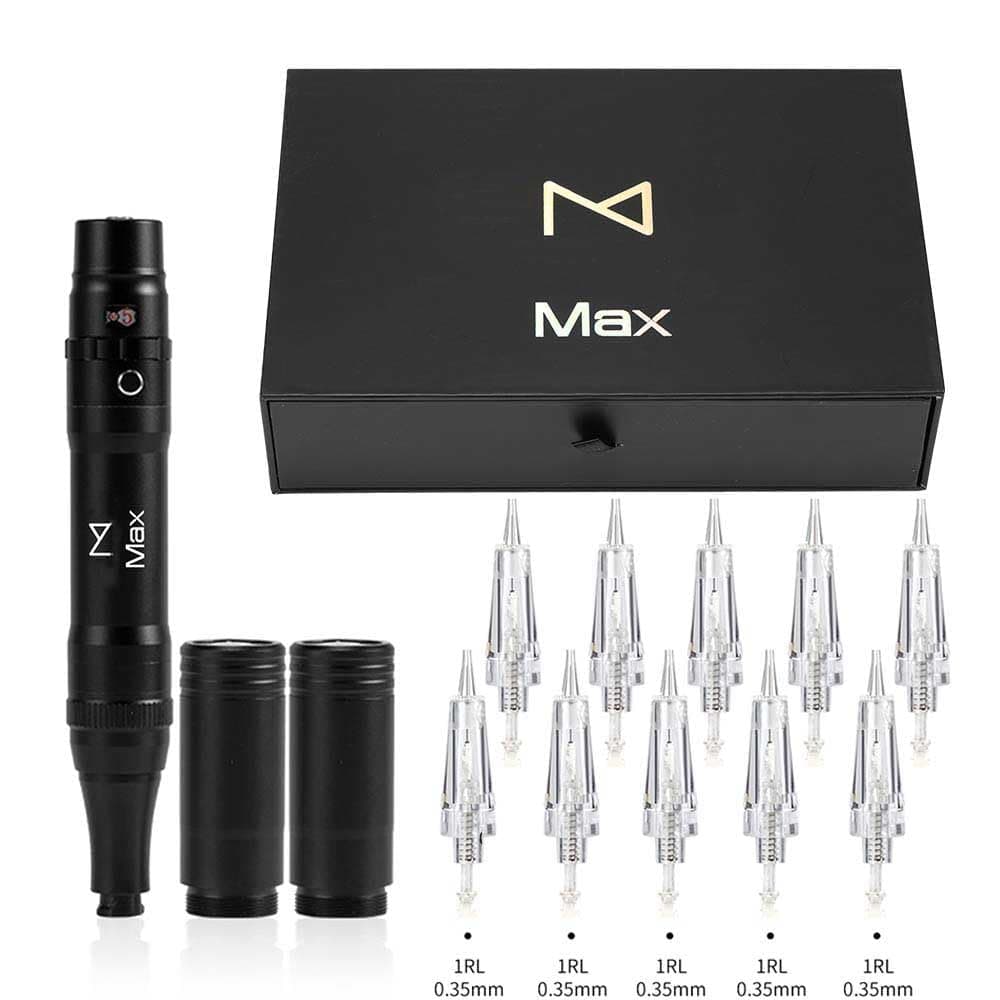MAX PMU Wireless/Cordless Brow Machine - Ombre Powder Brows Miroblading Shading Eyeliner Lip Microshading Supplies Kit Rotary Pen (Machine, Black)