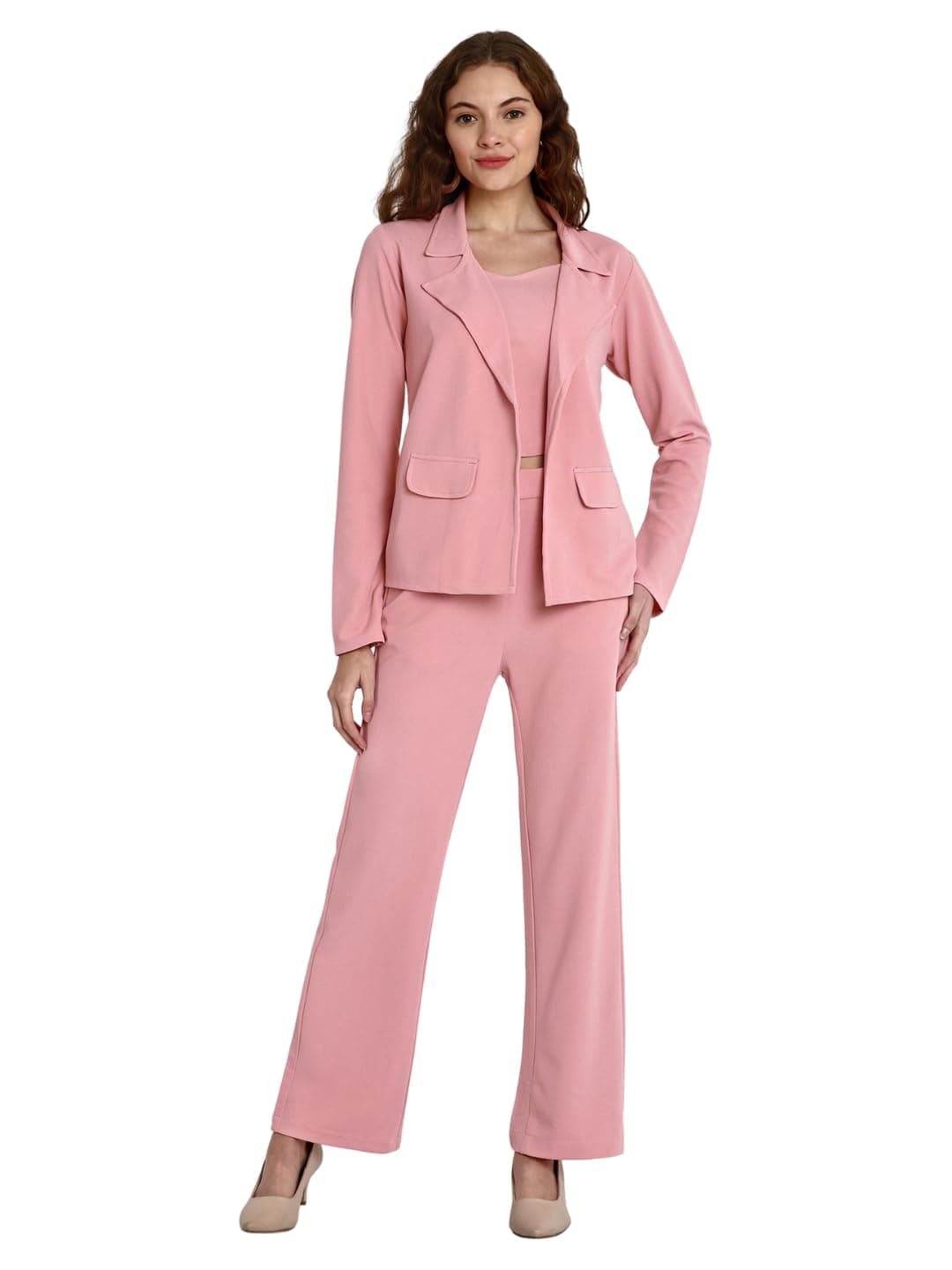 - Co ord Set for Women Stylish | Lycra Blend Western Blazer Suit 3 Piece Co ord Set | Casual Blazer for Women Stylish Formal Professional Office Wear