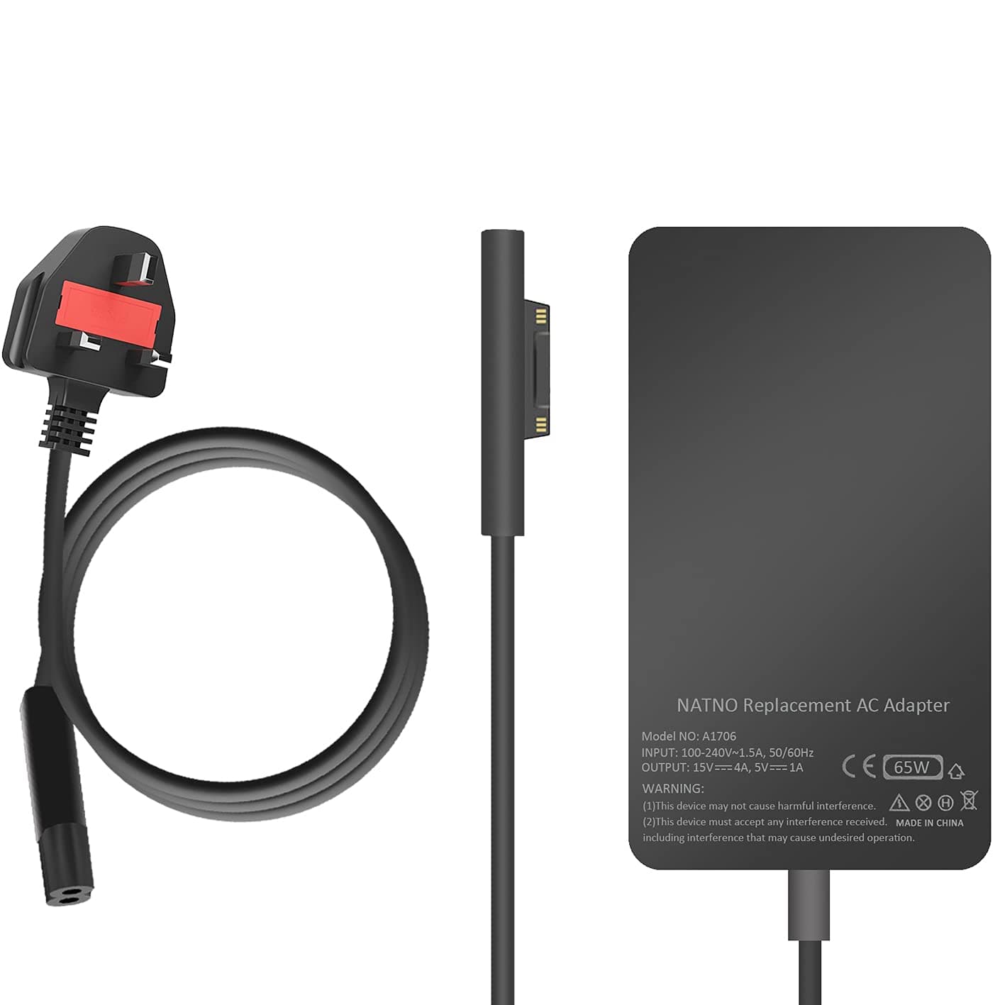 65W 15V 4A Power Adapter شاحن لابتوب for Microsoft Surface Laptop 6 5 4 1 2 3 Surface Go 4 3 2 1, Surface Pro 3 4 5 6 7 8 9 10 11 X with 5V 1A USB Charging Port, Support 44W 36W