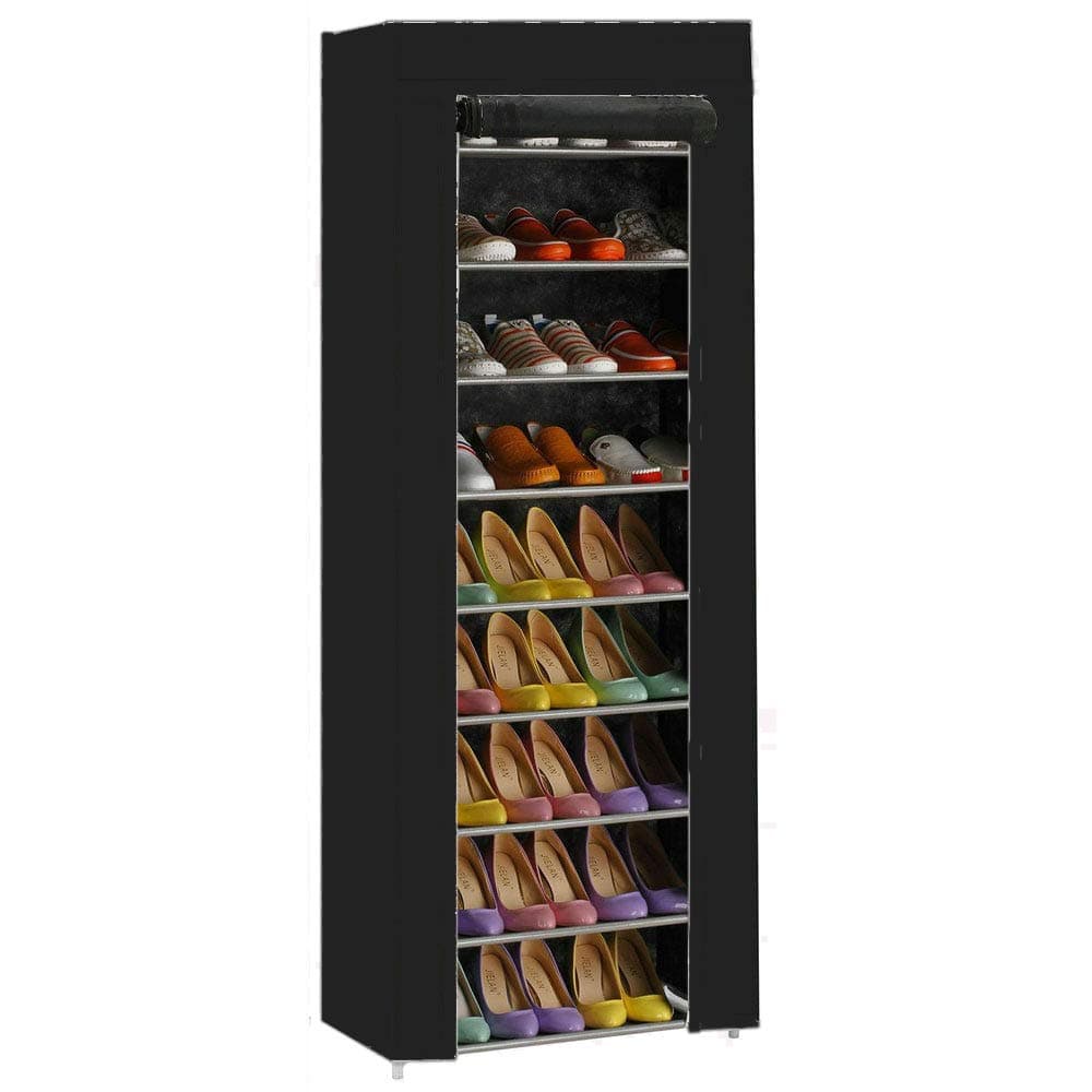 Tooltime UK 10 Tier Non-Woven Shoe Rack Space Saving Storage Organiser – Holds Max 30 Pairs of Shoes