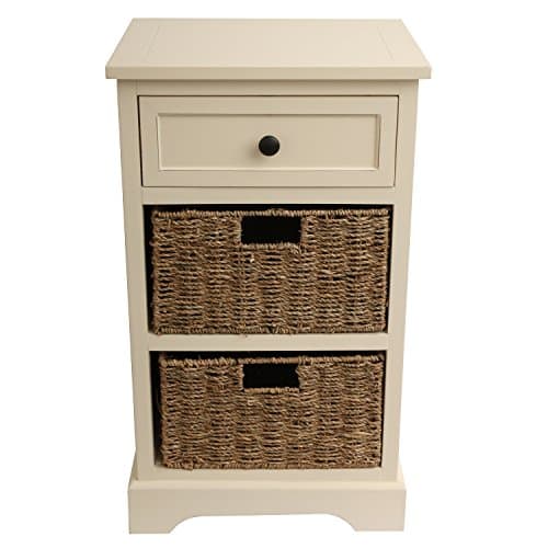 Décor Therapy 2 Drawer, 2 Baskets, Antique White Finish