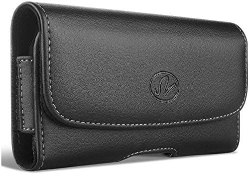 Samsung Galaxy Mega 6.3 Horizontal Leather Case with Magnetic closure with belt clip and belt loops + Cell Phone Antenna Booster and Anti Radiation Shield