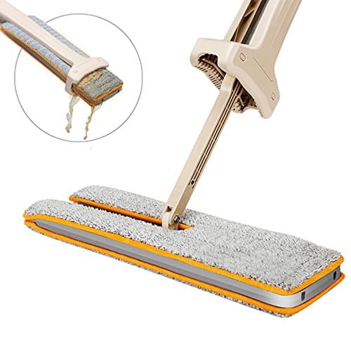 DLFE Double Sided Microfiber Flat Mop, 360 Degrees Self-wringing Flipping Wet & Dry Mop, Size 15"X 4.7" (38cmx 12cm)