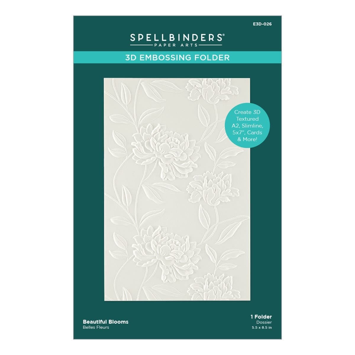 PAPERCRAFTS, INC 3D Embossing Folder Beau Bloom, Opaque