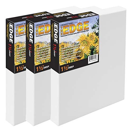 Creative Mark The Edge Deluxe Cotton 1-1/2" Deep Stretched Canvas for Painting, 11x14 Pack of 3, 14oz. Primed Weight, Universal Archival Priming, Medium Tooth, Frameless Artwork Canvas for Painters