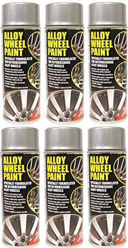 6 x E-tech Metalic Silver Alloy Wheel Spray Paint 400ml Cans - Chip Resistant
