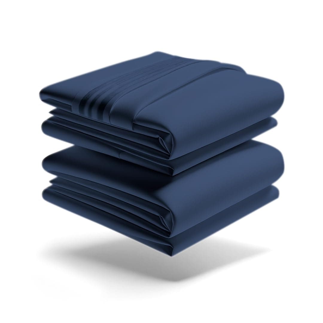 MezzatiBrushed Microfiber Bed Sheet Set - Ultra Soft and Lightweight for Ultimate Sleep Comfort, Wrinkle Free and Color Fade Resistant, 4 Piece Set (Blue,Queen Size)OEKO-TEX STANDARD 100